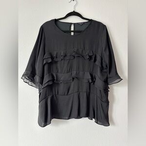 Who What Wear Black Ruffle Blouse